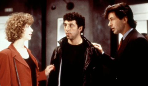 From left to right: Ellen Green, Eric Bogosian and Alec Baldwin in "Talk Radio," Oliver Stone's film of Bogosian's play about a self-destructive shock DJ